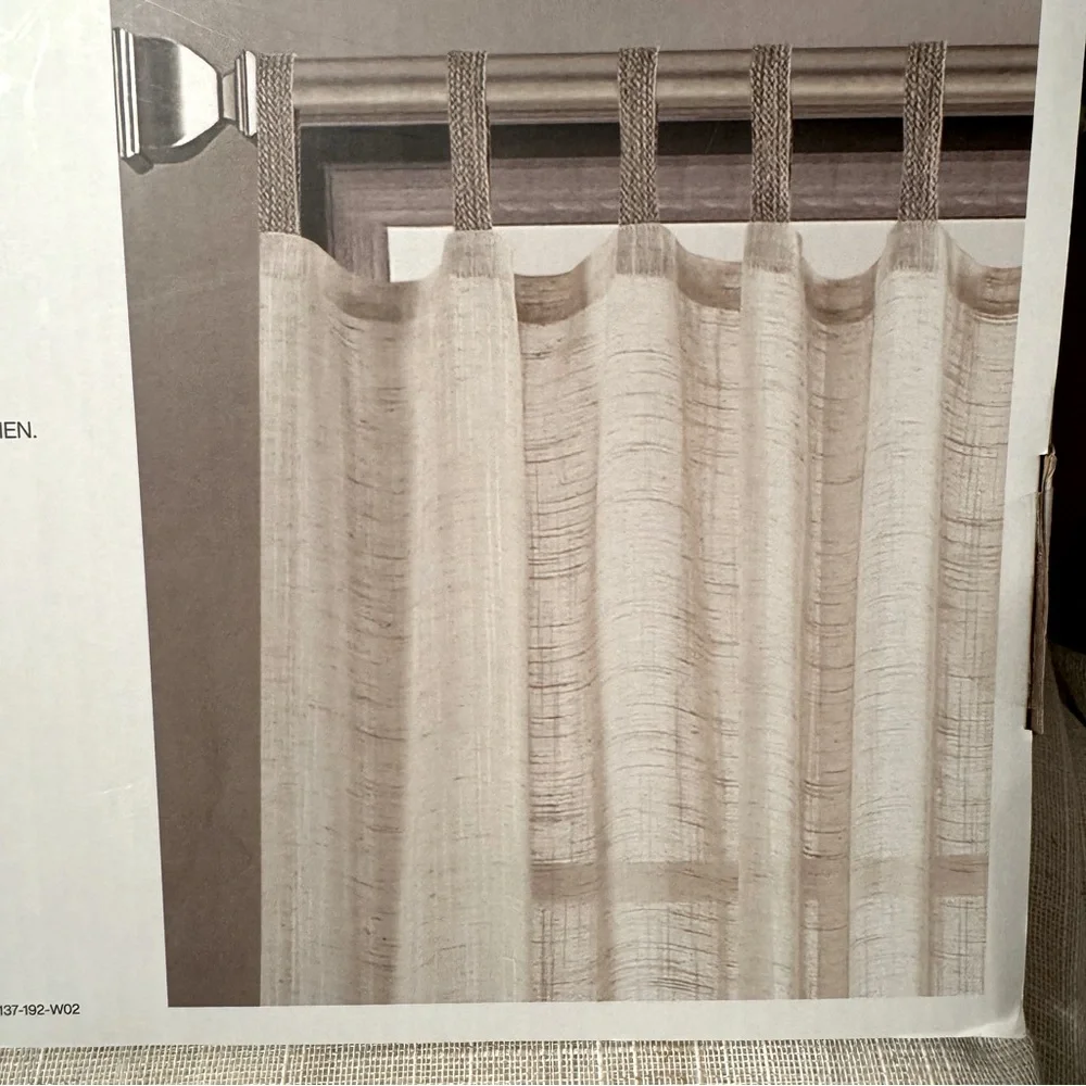 DKNY 1-50”x 120” Classic Linen Sheer Tap Top Panels